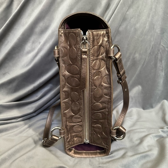 Coach Metallic Large Tote with Dust Bag • Embossed Monogram Coach • Gold Bronze - Picture 15 of 16
